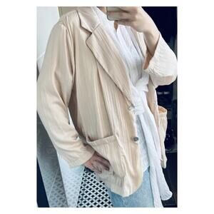 ZARA Satin Crinkle Lightweight‎ Blazer S Cream